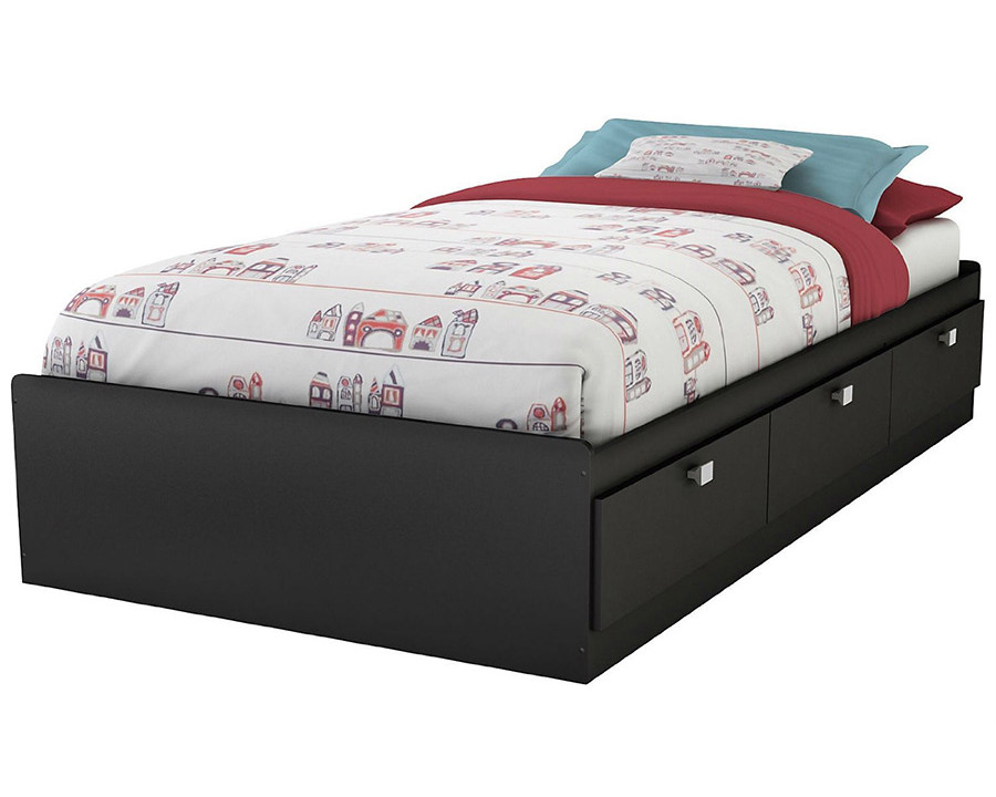 FaFurn Twin Size Platform Bed with 3 Storage Drawers - Black