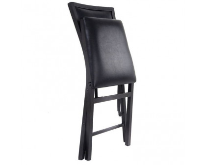 FaFurn - Set of 2 Modern Dining Chairs with PU Leather Seat Cushion in Black