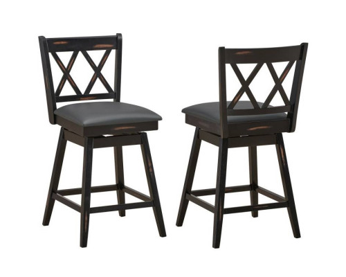 FaFurn Set of 2 Swivel Barstool - Black