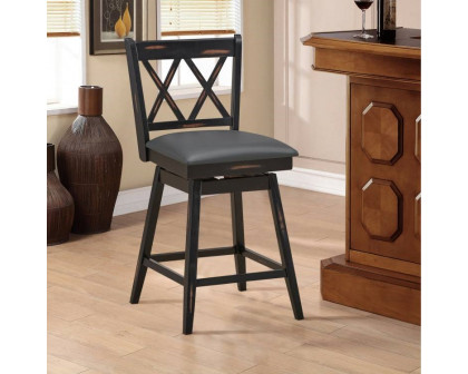 FaFurn Set of 2 Swivel Barstool - Black