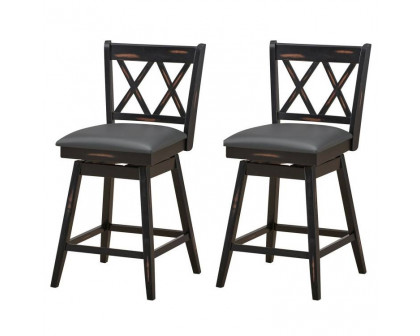 FaFurn Set of 2 Swivel Barstool - Black