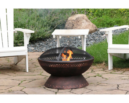 FaFurn - 25 Inch Copper Chalice Steel Fire Pit with Spark Screen