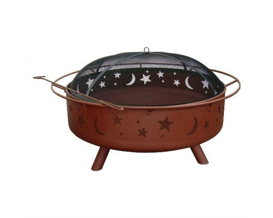 FaFurn Large Fire Pit with Spark Guard and Poker - Steel