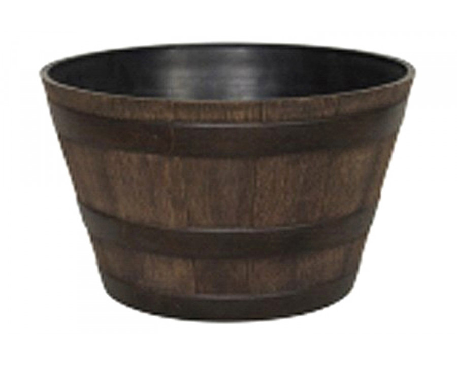 FaFurn - 15-5-Inch Round Whiskey Barrel Planter in Aged Walnut Finish Resin