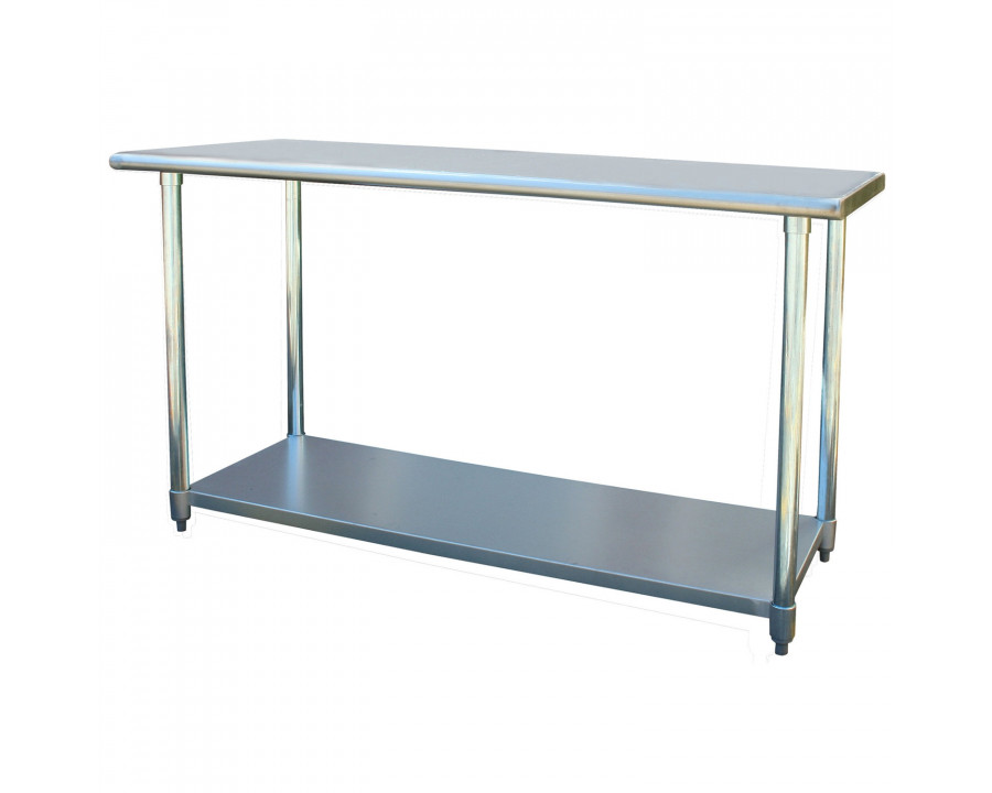 FaFurn - Contemporary Workbench Utility Table in Silver, Stainless Steel