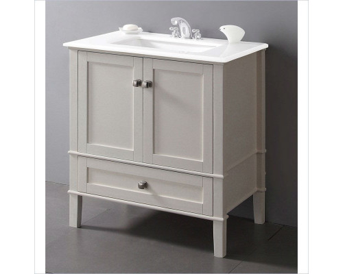 FaFurn - Bathroom Vanity with Marble Top and Rectangle Sink in White