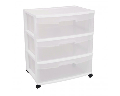 FaFurn - 3-Drawer Mobile Storage Cabinet in Clear White