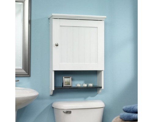 FaFurn - Bathroom Wall Cabinet with Bottom Storage Display Shelf in White, Wood