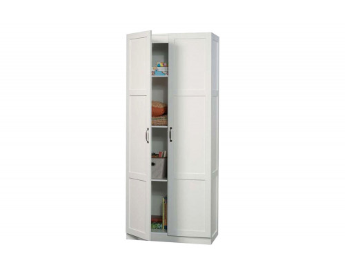 FaFurn - White Wardrobe with 4 Shelves and Panel Doors