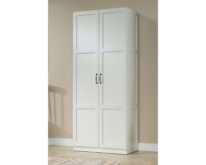 FaFurn - White Wardrobe with 4 Shelves and Panel Doors