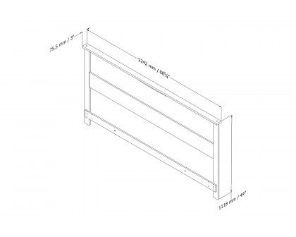 FaFurn™ - King Size Contemporary Headboard in White Wood Finish