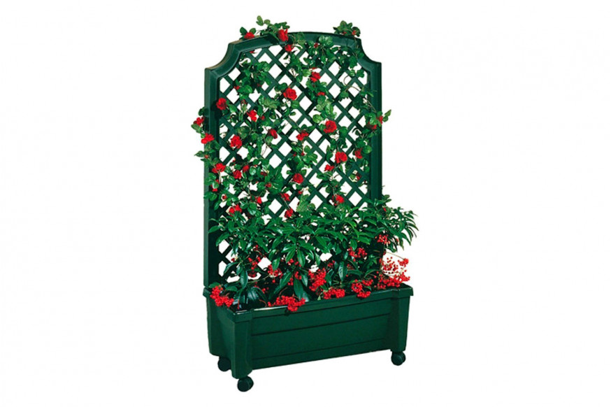 FaFurn™ Indoor/Outdoor Polypropylene Wheeled Trellis Planter - Green