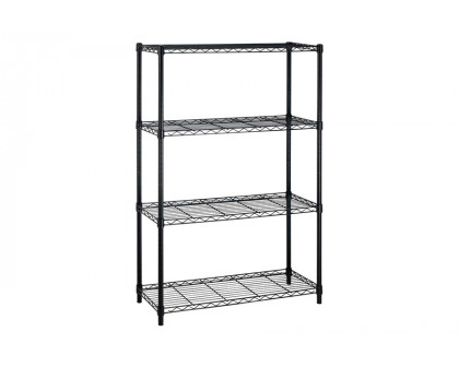 FaFurn - Heavy Duty 4-Shelf Metal Shelving Unit in Black Steel Finish