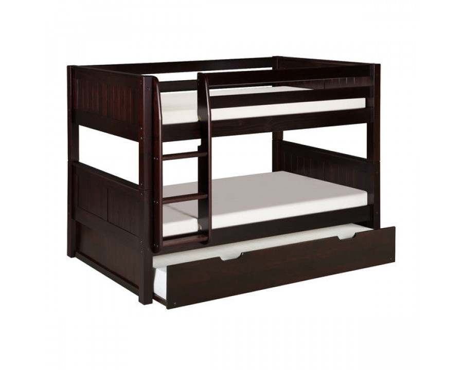 FaFurn - Modern Twin Size Bunk Bed with Trundle in Cappuccino, Wood