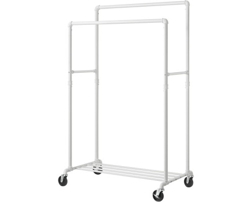 FaFurn Garment Rack Clothes with Locking Wheels - White, Iron