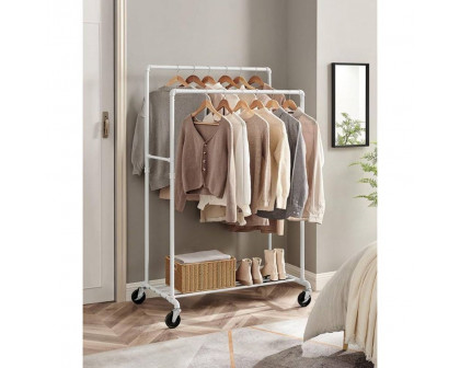 FaFurn Garment Rack Clothes with Locking Wheels - White, Iron