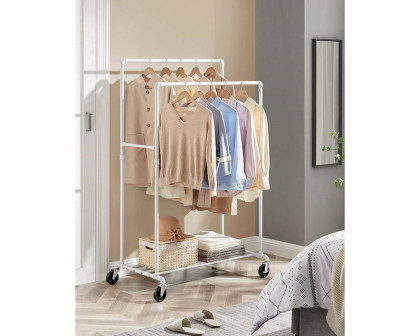 FaFurn Garment Rack Clothes with Locking Wheels - White, Iron