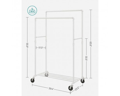 FaFurn Garment Rack Clothes with Locking Wheels - White, Iron