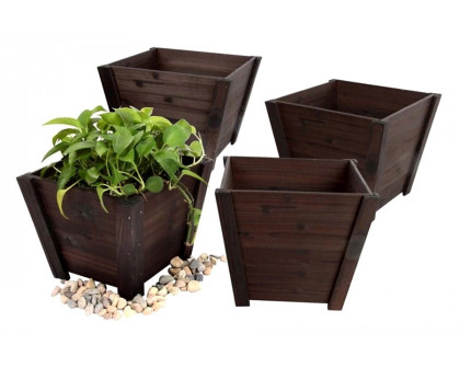 FaFurn - Small Nursery Style Wooden Garden Planters (Set of 4)