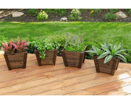 FaFurn - Small Nursery Style Wooden Garden Planters (Set of 4)