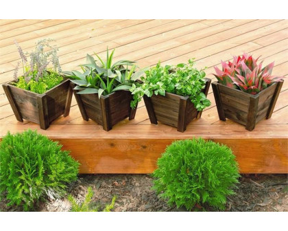 FaFurn - Small Nursery Style Wooden Garden Planters (Set of 4)