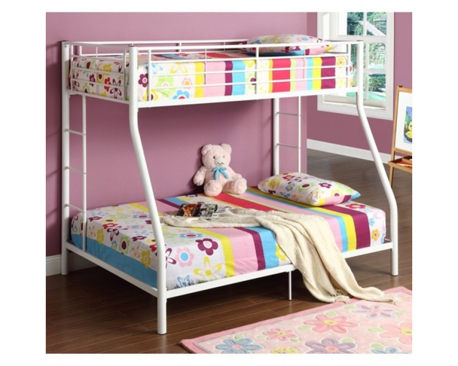 FaFurn - Twin/Full Size Bunk Bed in White, Metal