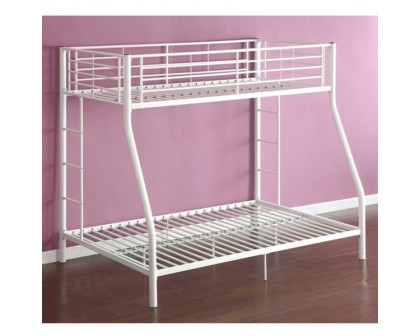 FaFurn - Twin/Full Size Bunk Bed in White, Metal