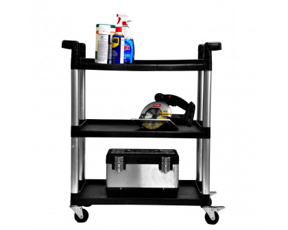 FaFurn - 3-Tier Printer Stand with Locking Casters in Black