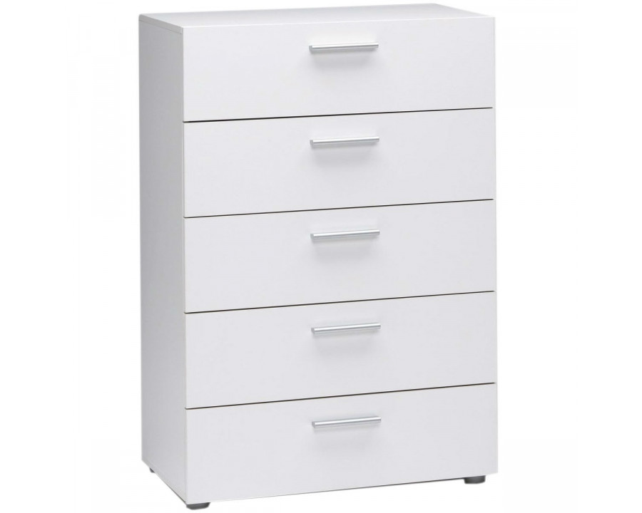 FaFurn - Contemporary Dresser with 5 Drawers in White, Wood