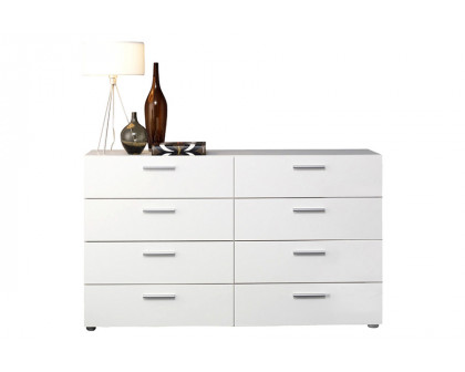 FaFurn Modern Bedroom 8-Drawer Double Dresser - White