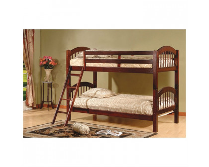 FaFurn - Twin Size Bunk Bed with Arch Headboard Footboard in Cherry, Wood