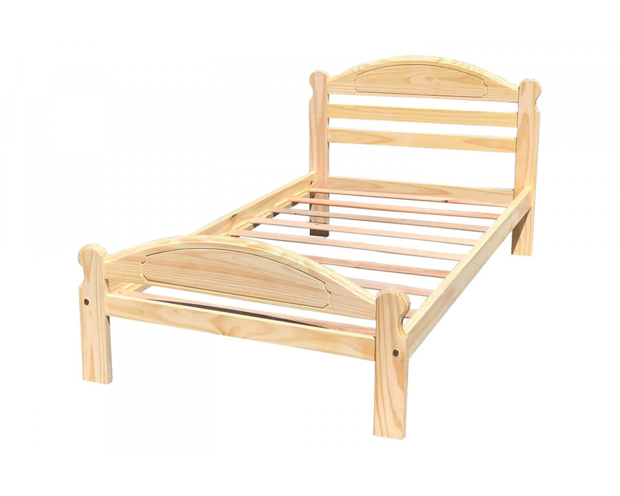 FaFurn - Twin Unfinished Solid Pine Wood Platform Bed Frame with Headboard and Footboard