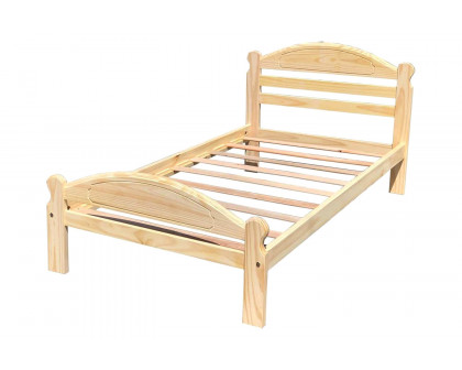 FaFurn - Twin Unfinished Solid Pine Wood Platform Bed Frame with Headboard and Footboard