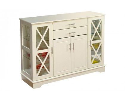 FaFurn - White Wood Buffet Sideboard Cabinet with Glass Display Doors