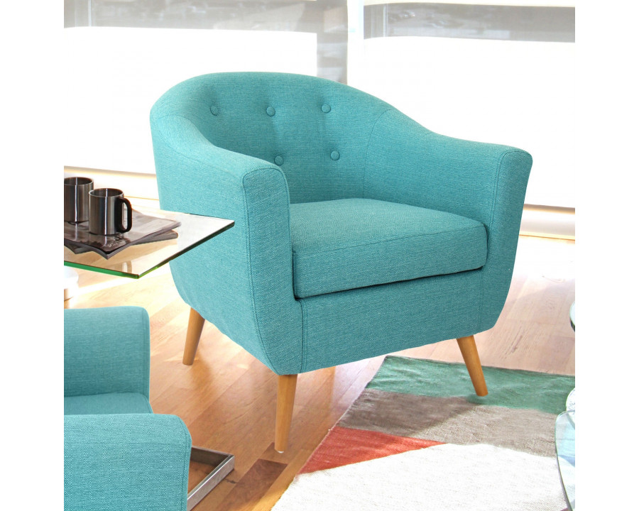 FaFurn - Modern Armchair with Solid Wood Legs in Turquoise