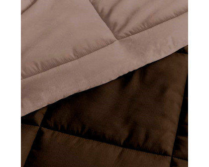 FaFurn Full/Queen Size 3-Piece Reversible Comforter Set - Taupe Brown, Microfiber