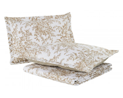 FaFurn 3 Piece Bed in a Bag Bohemian Floral Cotton Quilt Set - Tan/Beige, King Size