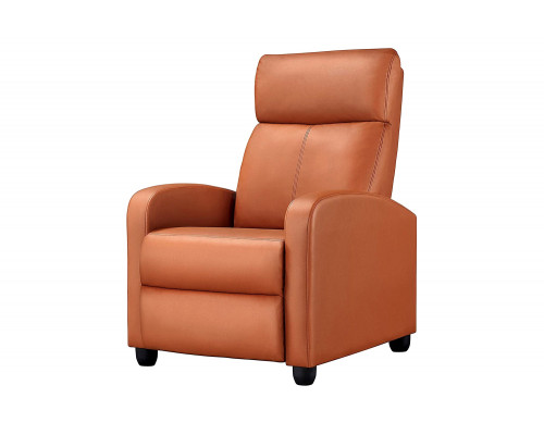 FaFurn High-Density Faux Leather Push Back Recliner Chair - Brown