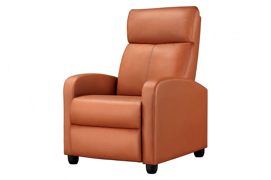 FaFurn™ High-Density Faux Leather Push Back Recliner Chair - Brown