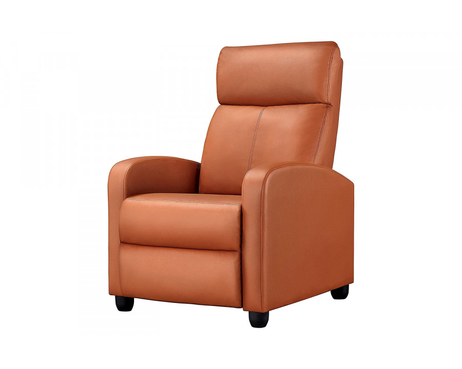 FaFurn High-Density Faux Leather Push Back Recliner Chair - Brown