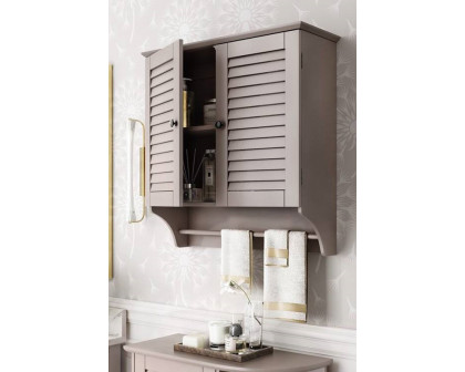 FaFurn Wall Mounted Bathroom Cabinet with Shelves and Towel Bar - Taupe