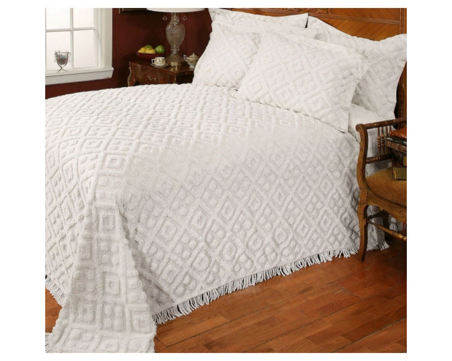 FaFurn - Bedspread Set with Diamond Pattern and Fringed Edges