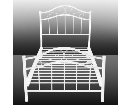 FaFurn - Twin Size Platform Bed Frame with Headboard and Footboard in White, Metal