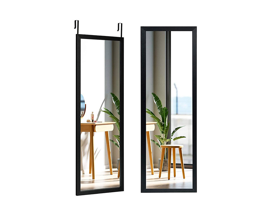 FaFurn Full Length Bedroom Mirror with Over The Door Or Wall Mounted Design - Black