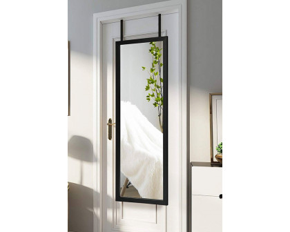 FaFurn Full Length Bedroom Mirror with Over The Door Or Wall Mounted Design - Black