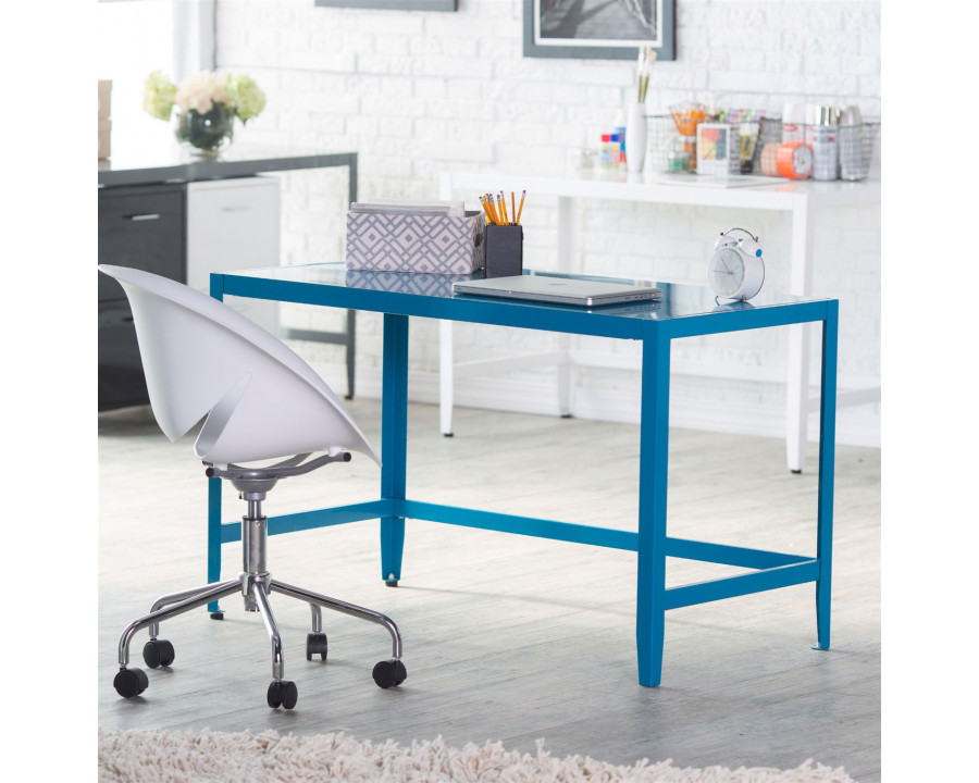 FaFurn - Modern Office Desk in Teal Blue, Metal