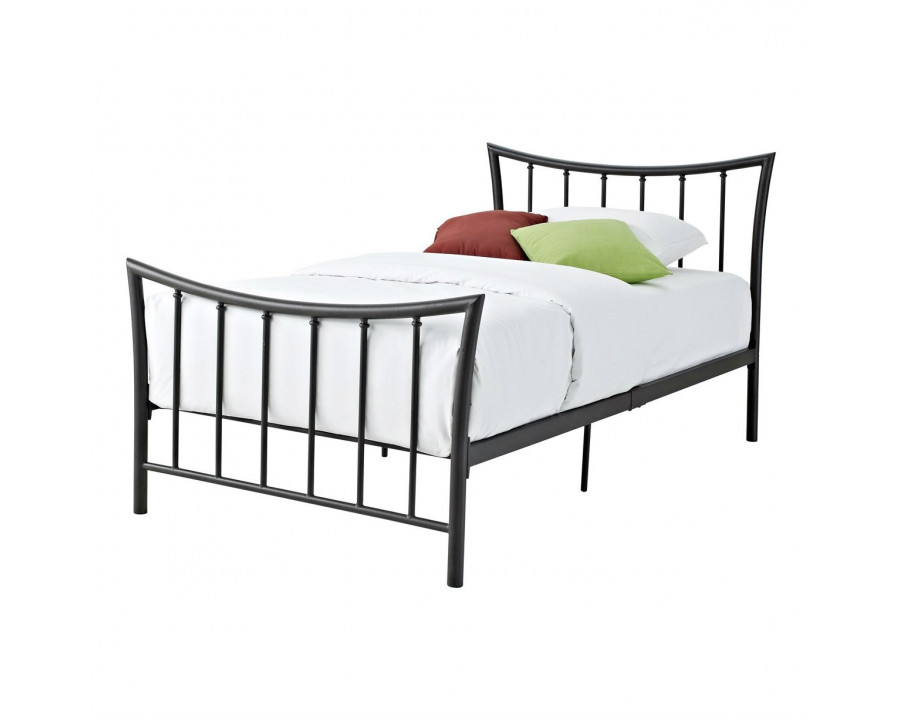 FaFurn - Twin Size Platform Bed Frame with Headboard and Footboard in Metal