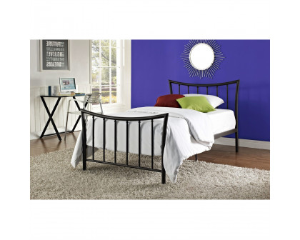 FaFurn - Twin Size Platform Bed Frame with Headboard and Footboard in Metal