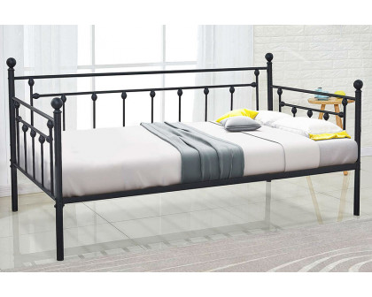 FaFurn - Twin Size Classic Black Metal Daybed Frame