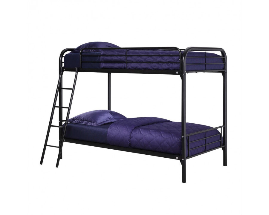 FaFurn - Twin Size Bunk Bed with Ladder in Black, Metal